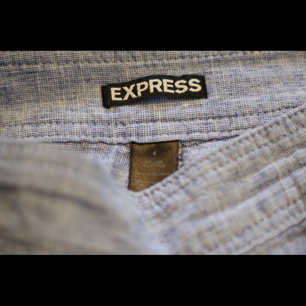 Express Blue Stripe With Front Buttons Shorts - image 5
